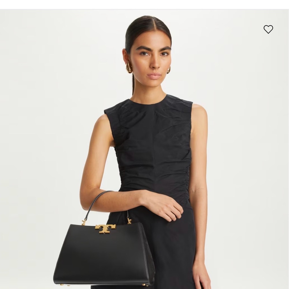Tory Burch Black Satchel with Gold Accents